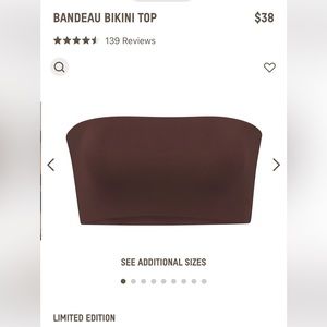 SKIMS SWIM BANDEAU BIKINI TOP COLOR - COCOA SIZE- XS NEW WITH TAGS/NEVER WARN